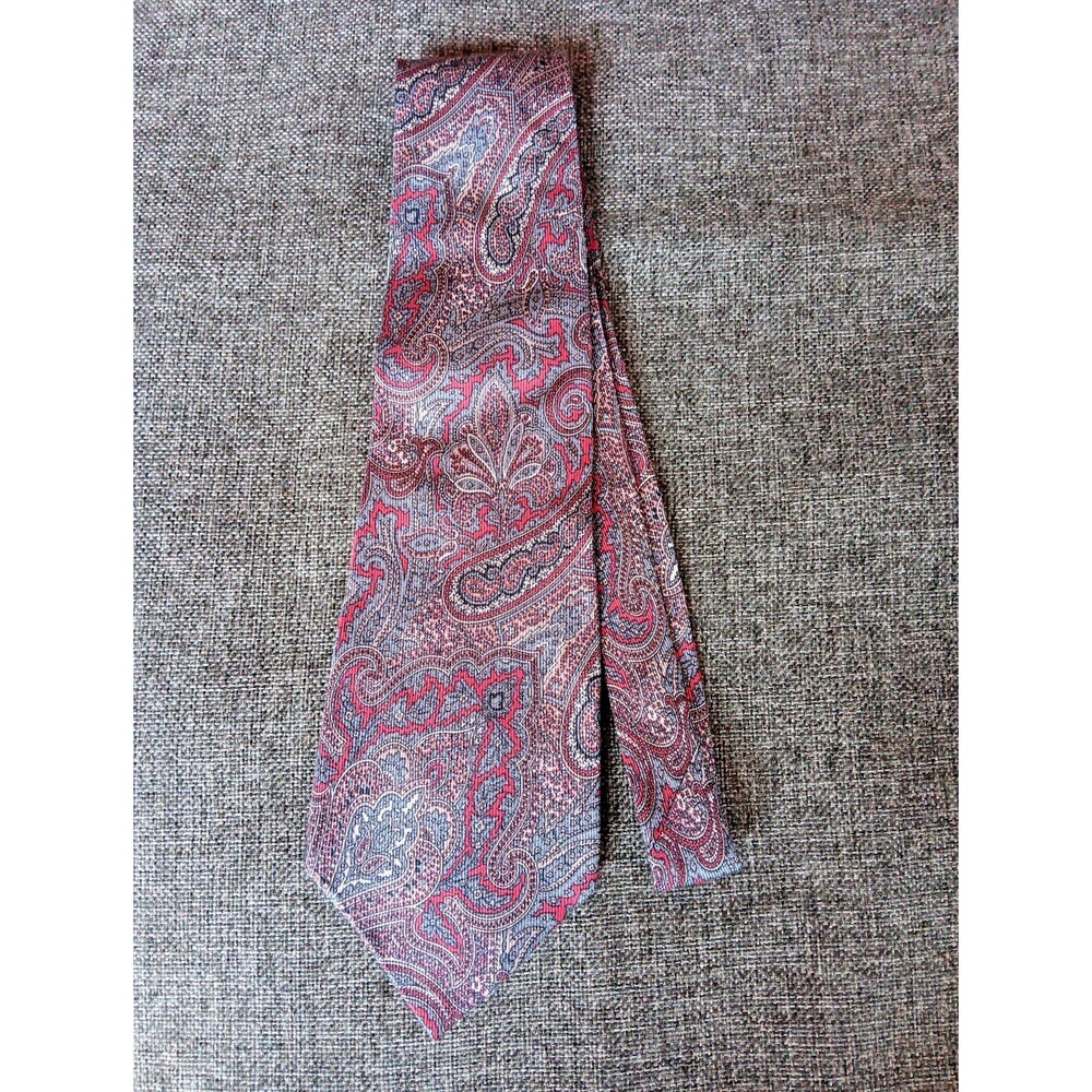 Tie 70s 80s 90s Y2K Mens Torriani Silk Floral Red Blue Beige 4 Wide 58 Long